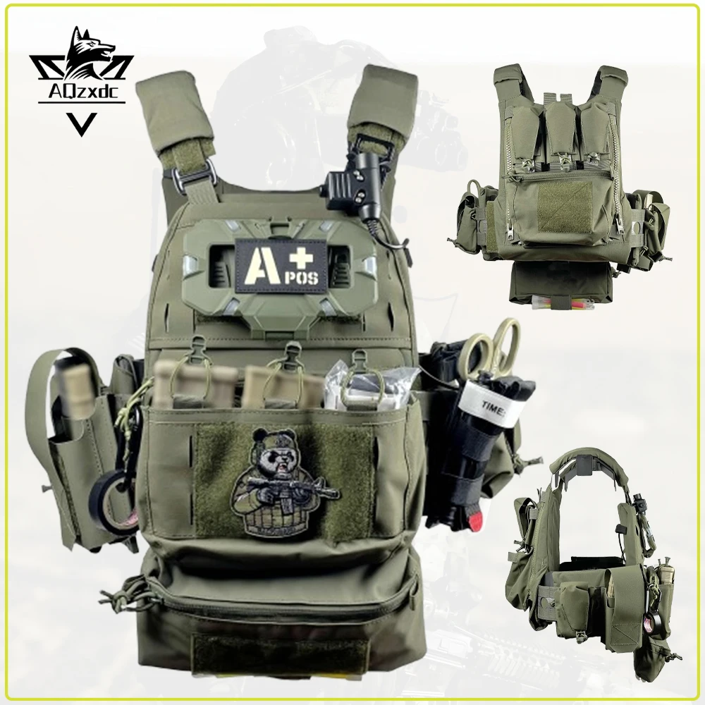 

Tactical Full Vest Airsoft MOLLE Lightweight Chest Protective Gear with Tourniquet Mobile Phone Navigation Holder for CS Hunting