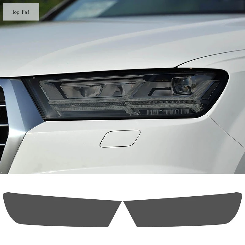 

2Pcs Car Headlight Protective Film Transparent Smoked Black TPU Sticker For Audi Q7 4M 2016-On SQ7 2020 2021 2022 Accessories