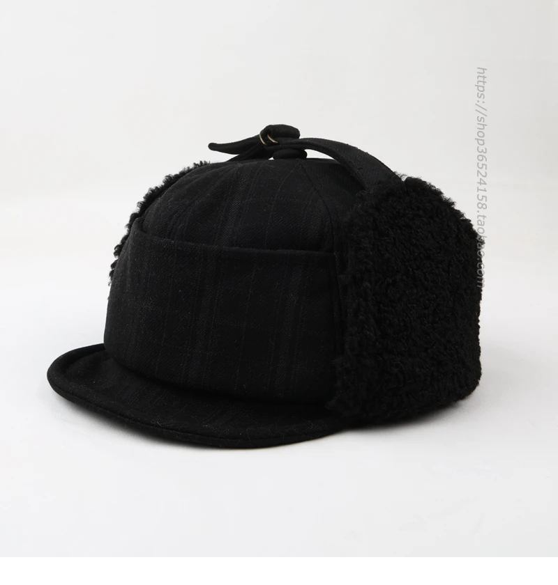 Lambswool Earflaps Cap Male Pilot Ski Thermal Lei Feng Cap Female Riding Cold-Proof Hat