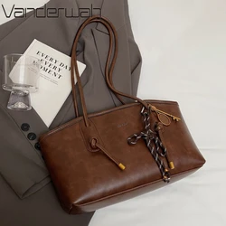 VANDERWAH PU Leather Shoulder Bags For Women Winter 2025 Y2K Trend Female Crossbody Bag Lady Handbags And Purses Retro Tote Bag