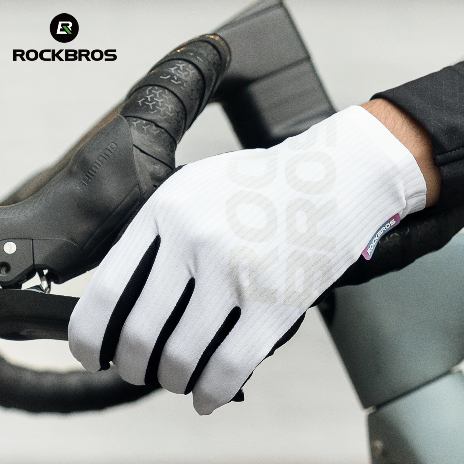 ROCKBROS Fahrradhandschuhe mit langen Fingern, Frühling und Herbst, atmungsaktiv, rutschfest, 3D-Druck, Handflächenpolster, doppelte Stoßdämpfung