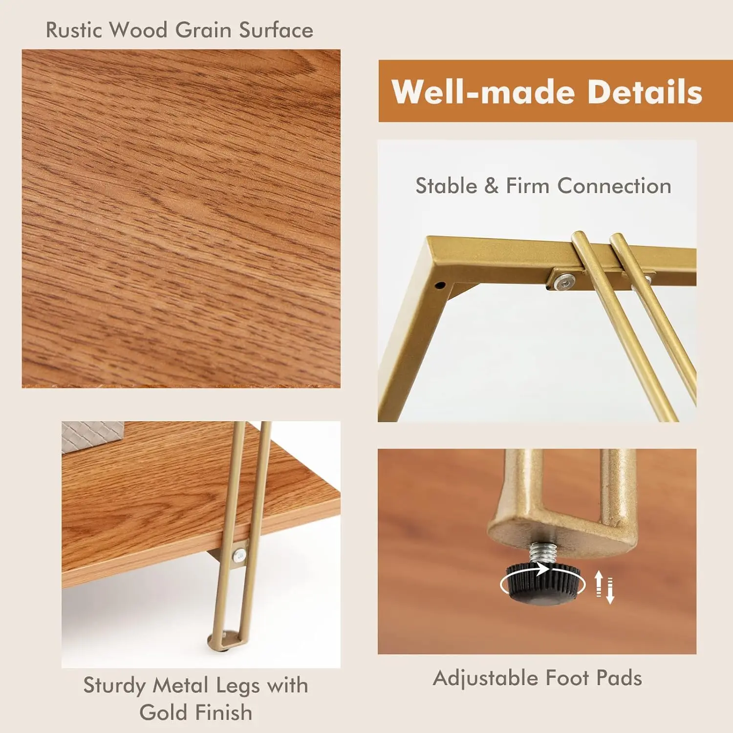 Tangkula Glass Coffee Table, 40In Mid Century 2 Tier Rectangle Coffee Table, Tempered Glass Top & Wood Storage Shelf, Steel