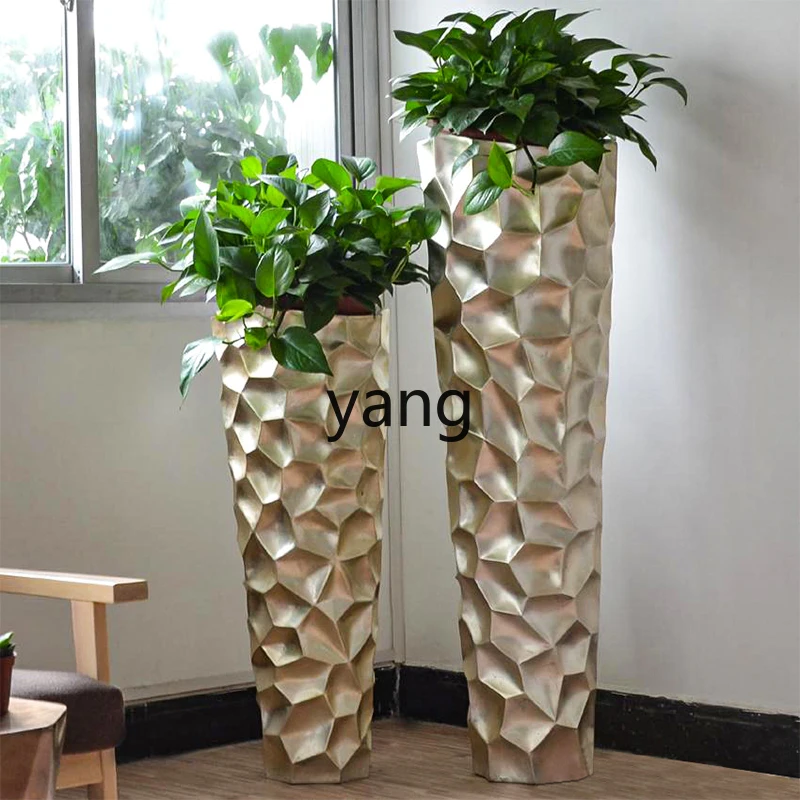 XYY floor-to-ceiling large vase flower ware gold foil ornament fiberglass flower pot soft decoration jewelry