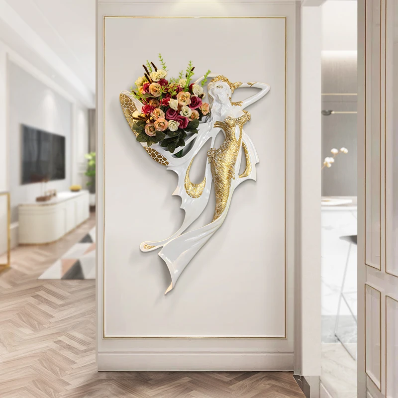 

Embossed Background Wall Nordic Wall Decoration Living Room Creative Pendant Flower Arrangement