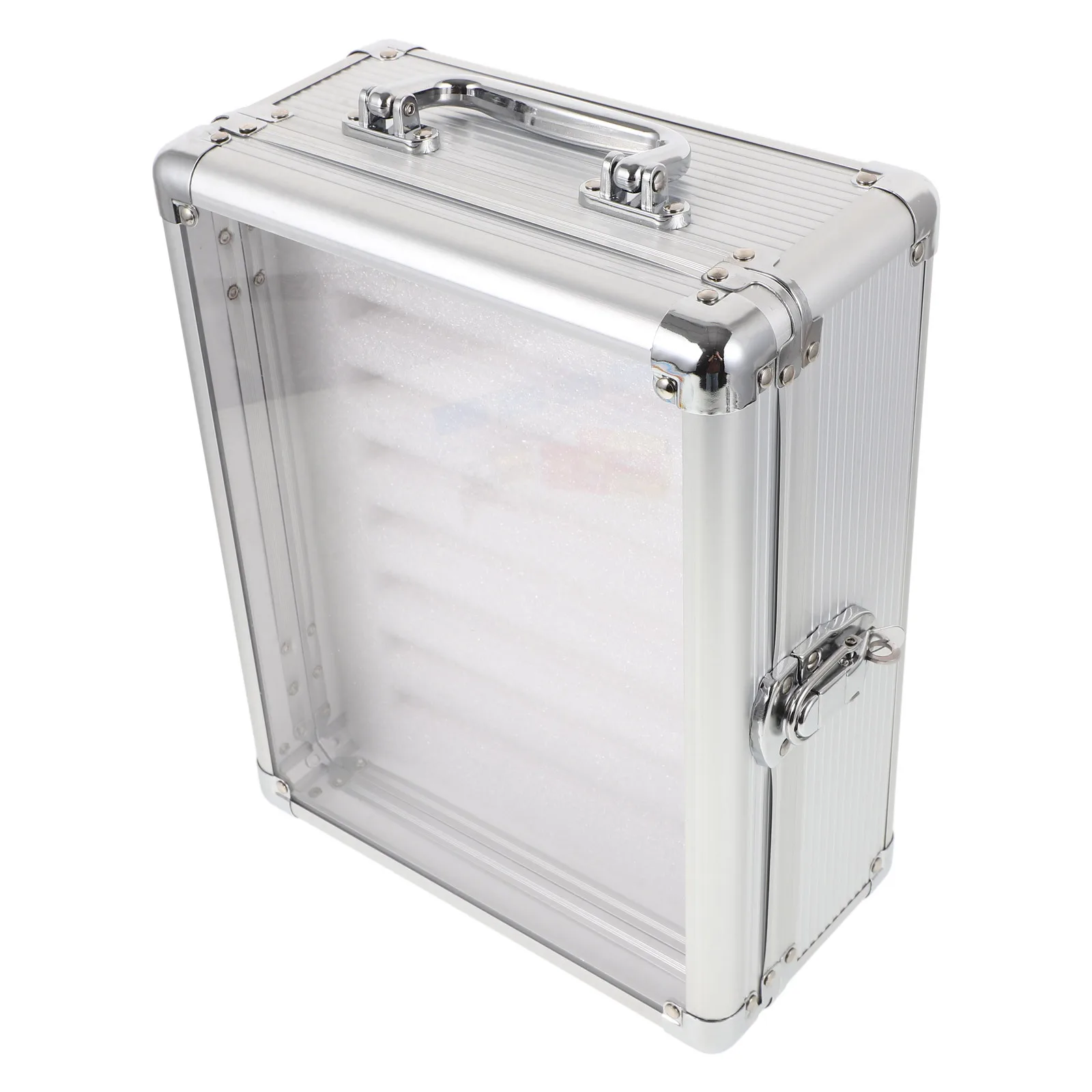 صندوق تخزين الهاتف من سبائك الألومنيوم مصنوع من مادة القطن اللؤلؤي، تصميم قابل للقفل، منظم للهاتف المحمول للمدرسة والمكتب والمنزل #2