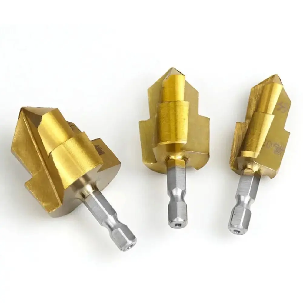 Upgraded Three Blade PPR Lifting Drill Bit Hexagon Shank Water Pipe Connection Tool Step Drill Titanium Plated