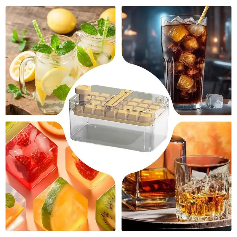 Ice Tray For Freezer Square Small Ice Tray With Lid And Storage Box Ice Cubes Making Tool Easy Release Ice Cubes Press Mould For