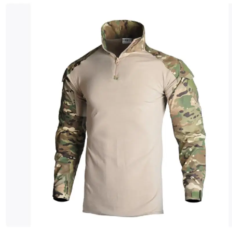 Mens Breathable Camo Camouflage Tactical Combat Hunting Shirt Tees Outdoor Workout Tops Shirts Clothes Clothing T Shirt