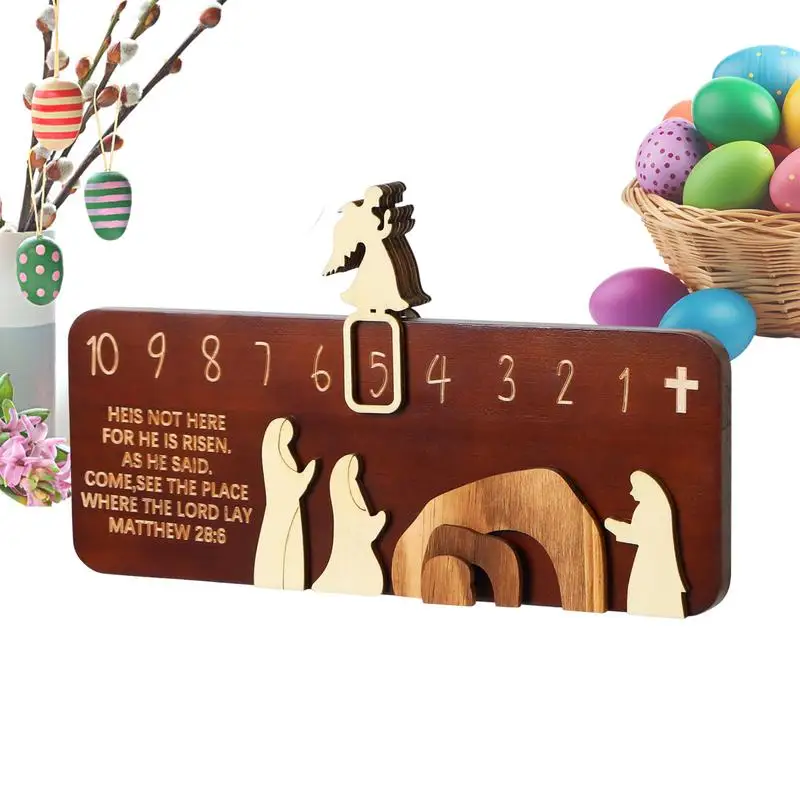 

Easter Scene Countdown Decoration Wooden Christ Religious Decor Easter Resurrection Jesus Nativity Scene Religious Decor For