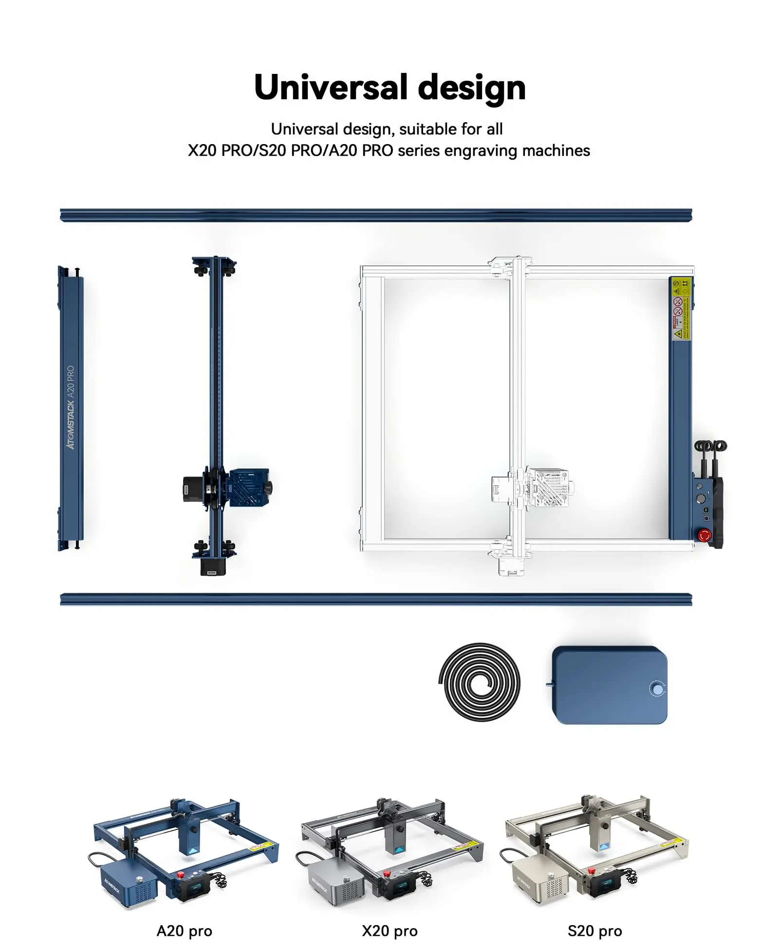 Atomstack A20 Pro X20 Pro S20 Pro Y-axis Extension Kit Engraving Range 850x400 mm With Limit Switch