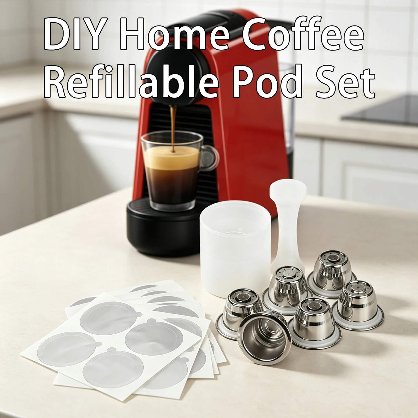 Stainless Steel Reusable Coffee Capsules Set, Fit for Nespresso Original Coffee Machines