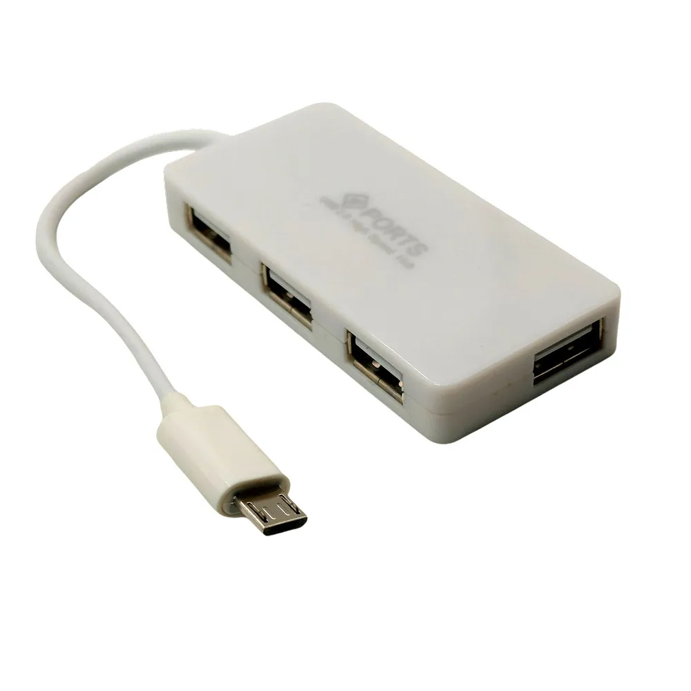 Micro USB OTG 4 Port HUB Adapter Cable For Smartphone Tablet High Speed Black White