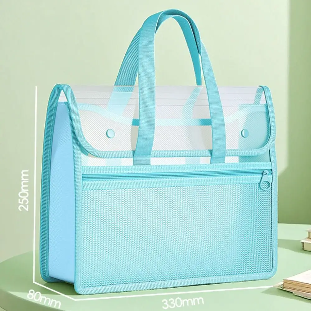 PP File Storage Bag Transparent Large Capacity Transparent Handheld Folder Portable Zipper Pocket Document Storage Bag