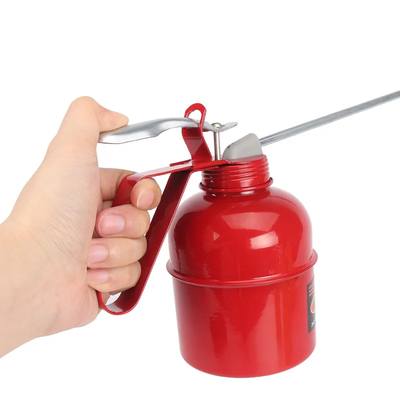 Oil jug metal oil gun manual oil jug long spout oil jug oiler transparent lubricant filler