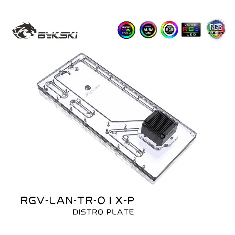 Bykski RGV-LAN-TR-01X-P,Distro Plate For LIAN LI ODYSSEY X Case,MOD Waterway Board CPU GPU PC Water Cooling Reservoir Kit 12V/5V