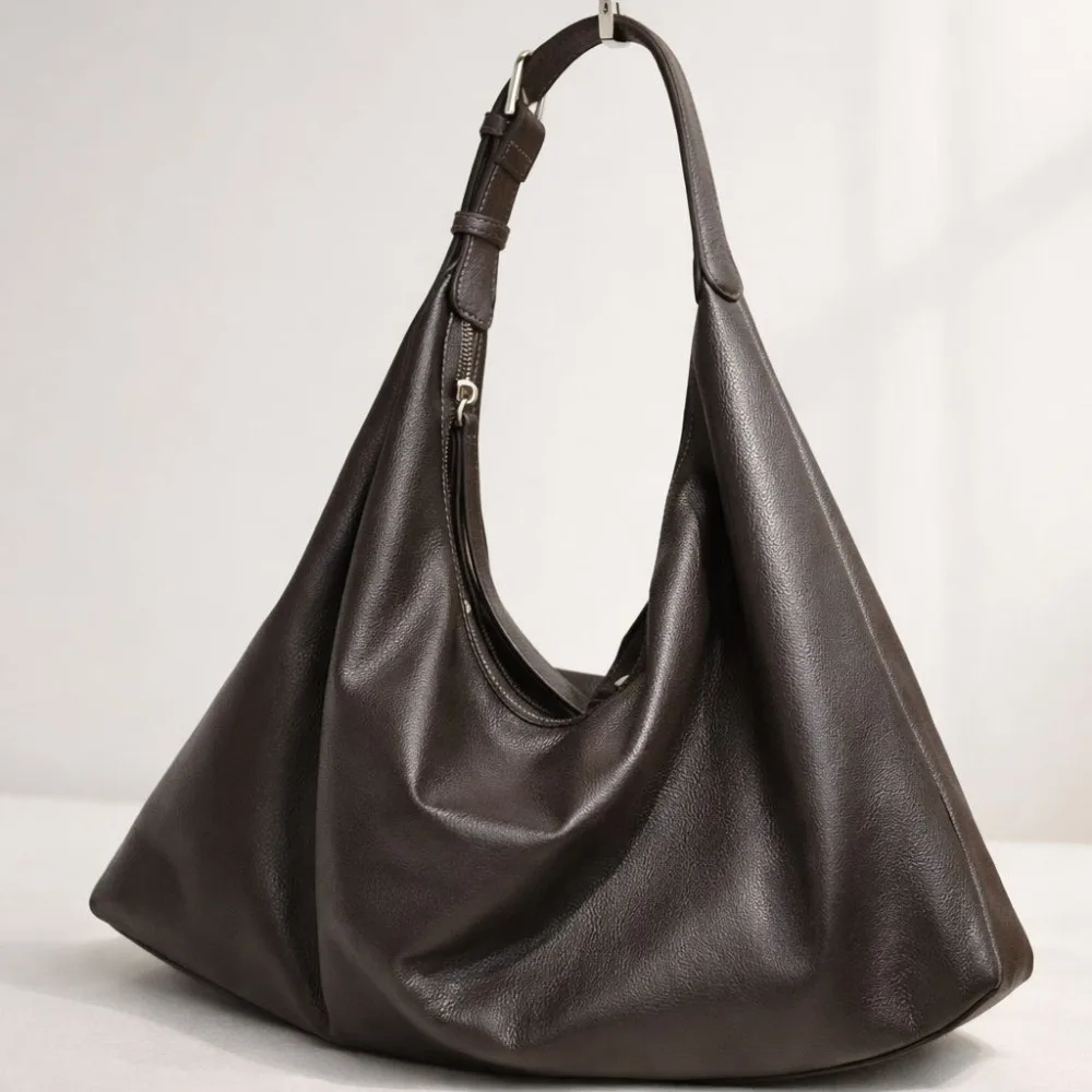

Shoulder Bag Soft Leather Large Capacity Tote Versatile Commuter Women's Texture Loose Casual Fashion Lightweight Style Simple