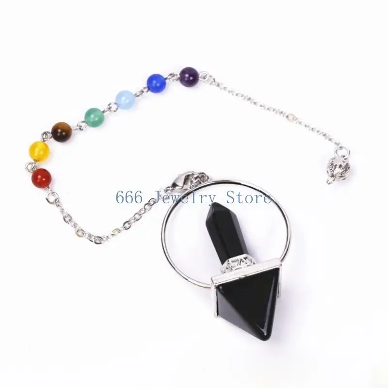 F2TD Hexagon Pyramid Pendant Neckchain Natural Crystal Stone Clavicle Chain Ornament