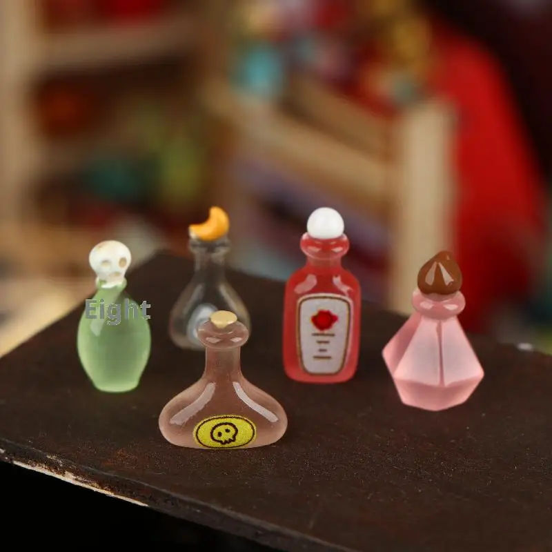 Maison de poupée Vintage, accessoires de scène magique, bouteille magique Miniature, ornements de décoration, cadeaux de fête et de vacances, 5 pièces