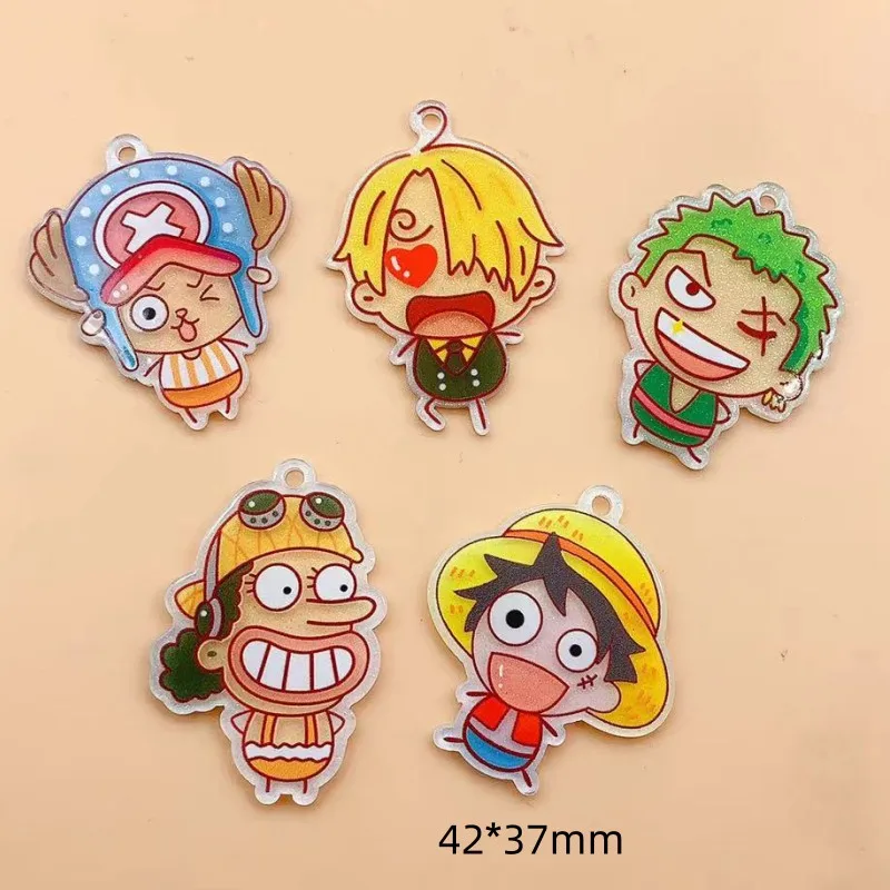 10PCS Cartoon Anime Characters Glitter Acrylic Charms Pendant For Jewelry Making DIY Keychain Earrings Accessories