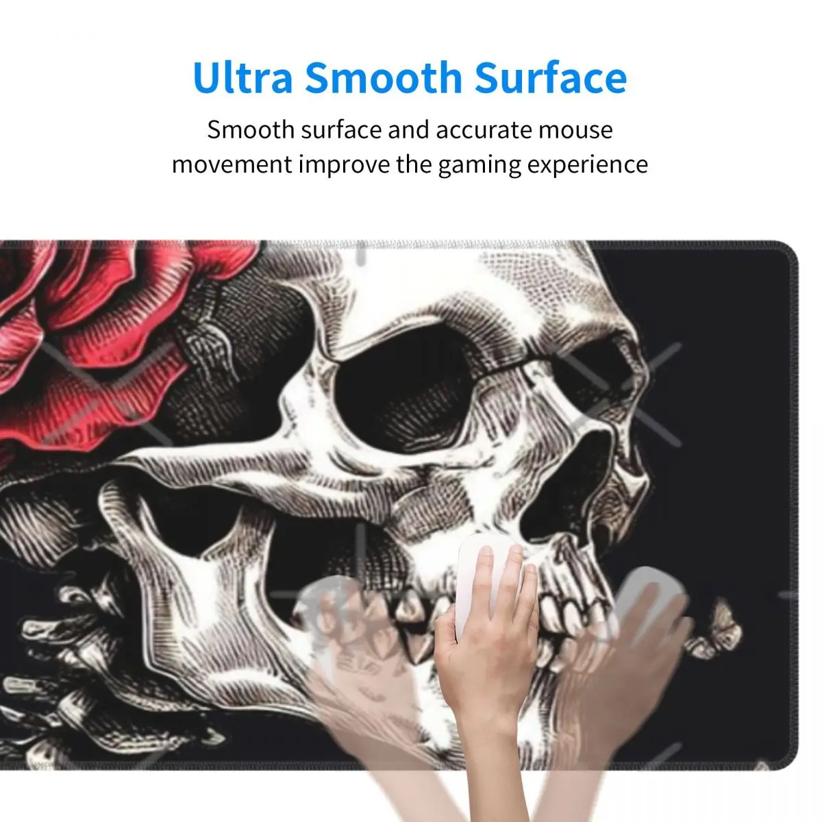 Skeleton Adorned With Roses Rubber Keyboard Pads