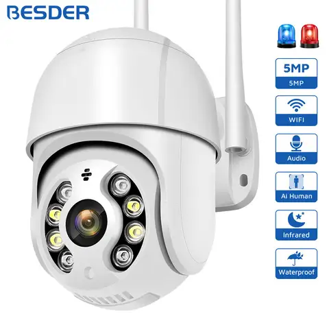 Outdoor 5MP WiFi PTZ Camera with AI Detection BESDER