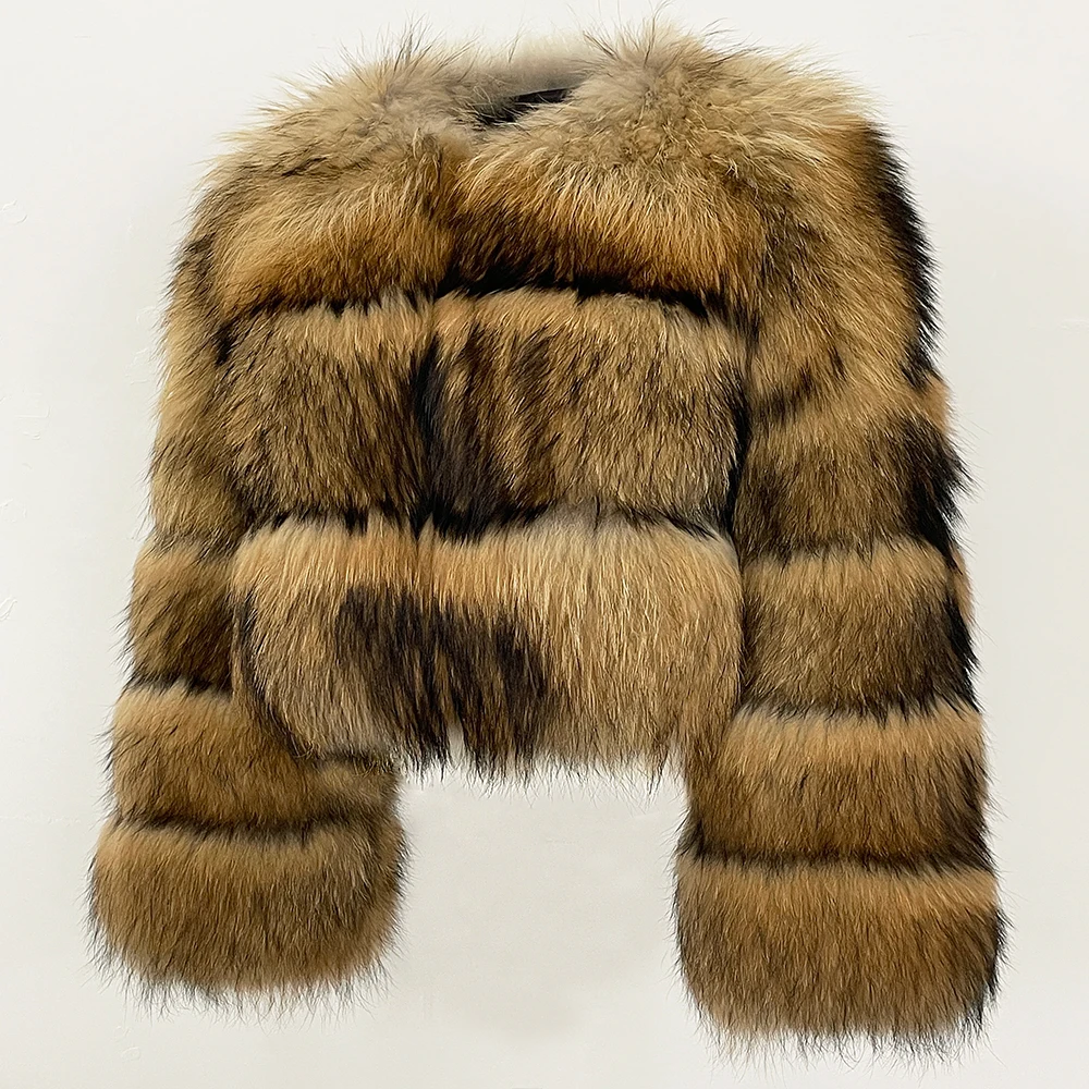 MENINA 2025 ใหม่ธรรมชาติ Raccoon Fox ขนสัตว์คุณภาพสูงเสื้อแจ็คเก็ตฤดูหนาวผู้หญิงปุยขนสัตว์จริงหนา Outerwear Streetwear