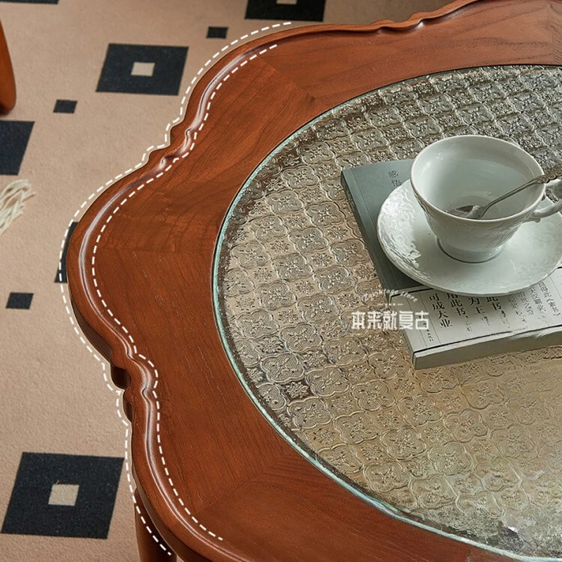 France Solid Wood Cafe Tables Modern Simplicity Double Layer Living Room Coffee Tables Balcony Garden Cafe Furniture Kawowy FYCT