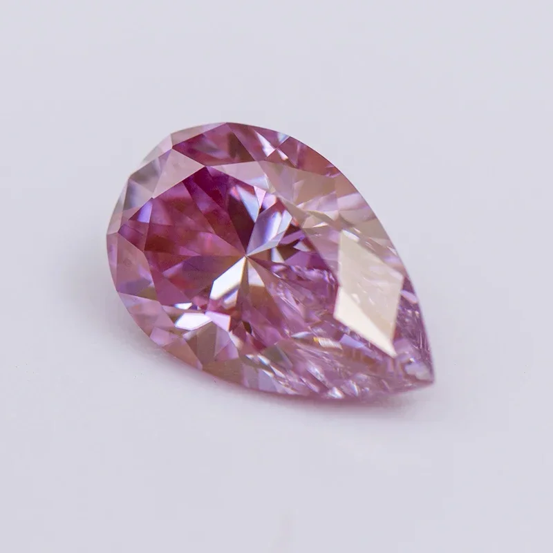 Moissanite Stone Pear Cut Sakura Pink Color Lab Created Diamond DIY Woman Jewelry Making Materials with GRA Certificate