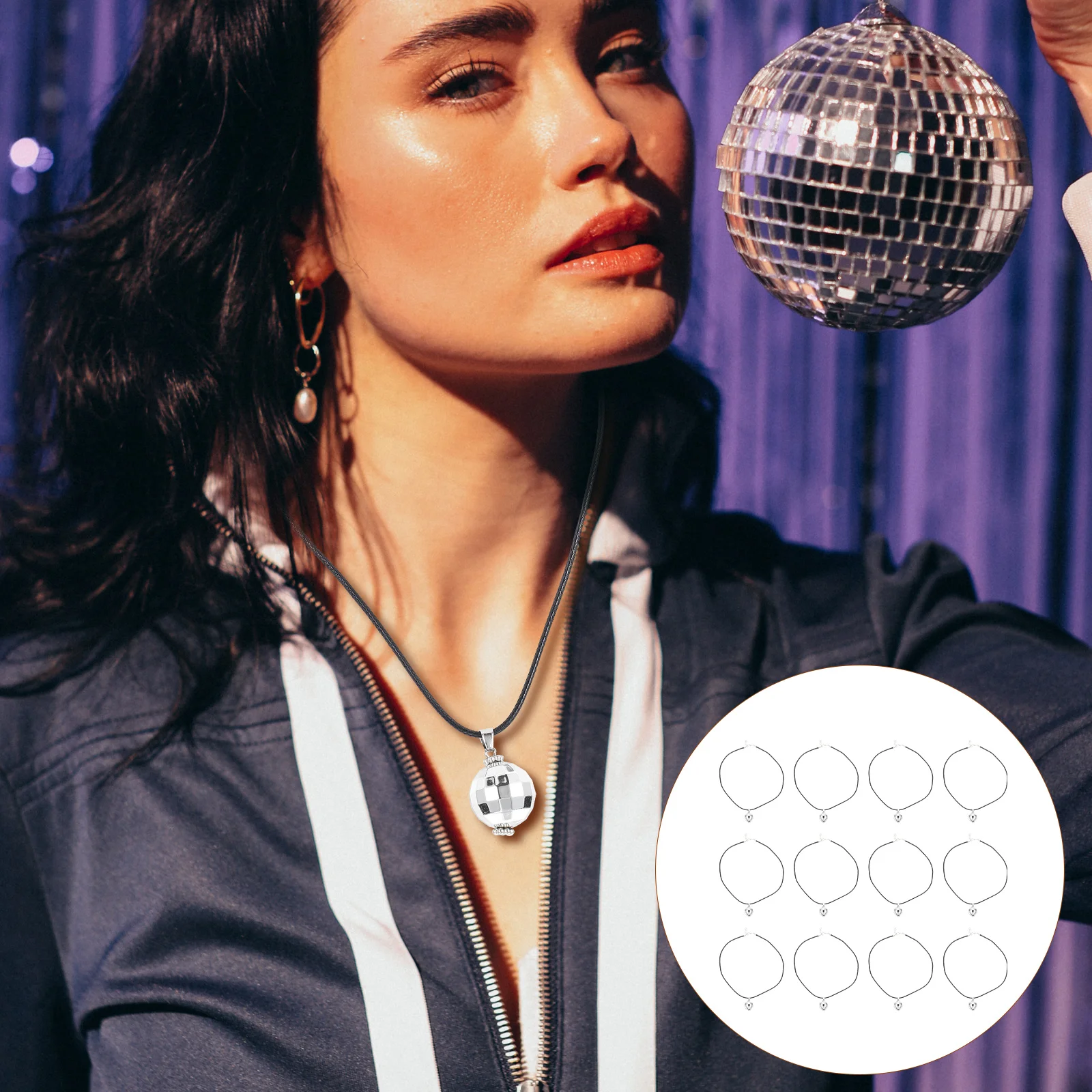 

12 Pcs Disco Ball Pendant Necklaces Balls Dance Party Earring Decor Decorations Resin