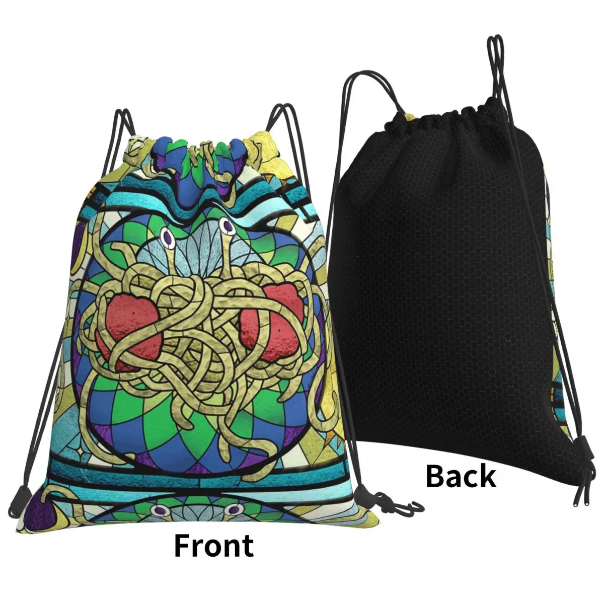 The Flying Spaghetti Monster Flying Spaghetti Monsterism FSM Backpacks Casual Drawstring Bags Sports Bag Book Bags for Travel