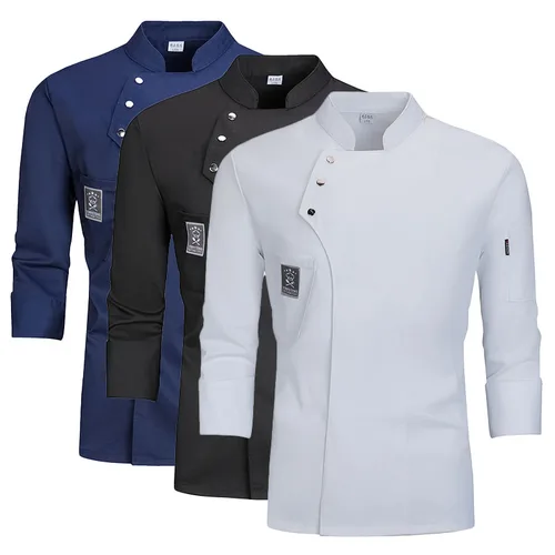Abrigo de chef de manga larga para hombres grandes: uniforme perfecto para personal de cocina en restaurantes y hoteles Chaquetas de trabajo de camarero de catering