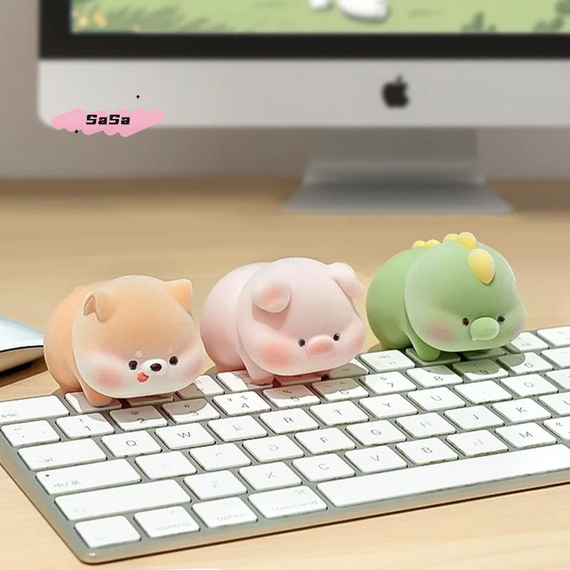 S-1Pc Screen Animal Model Elephant Cartoon Center Console Doll Flocking Computer Monitor Decoration Panda Dog Desk Ornament