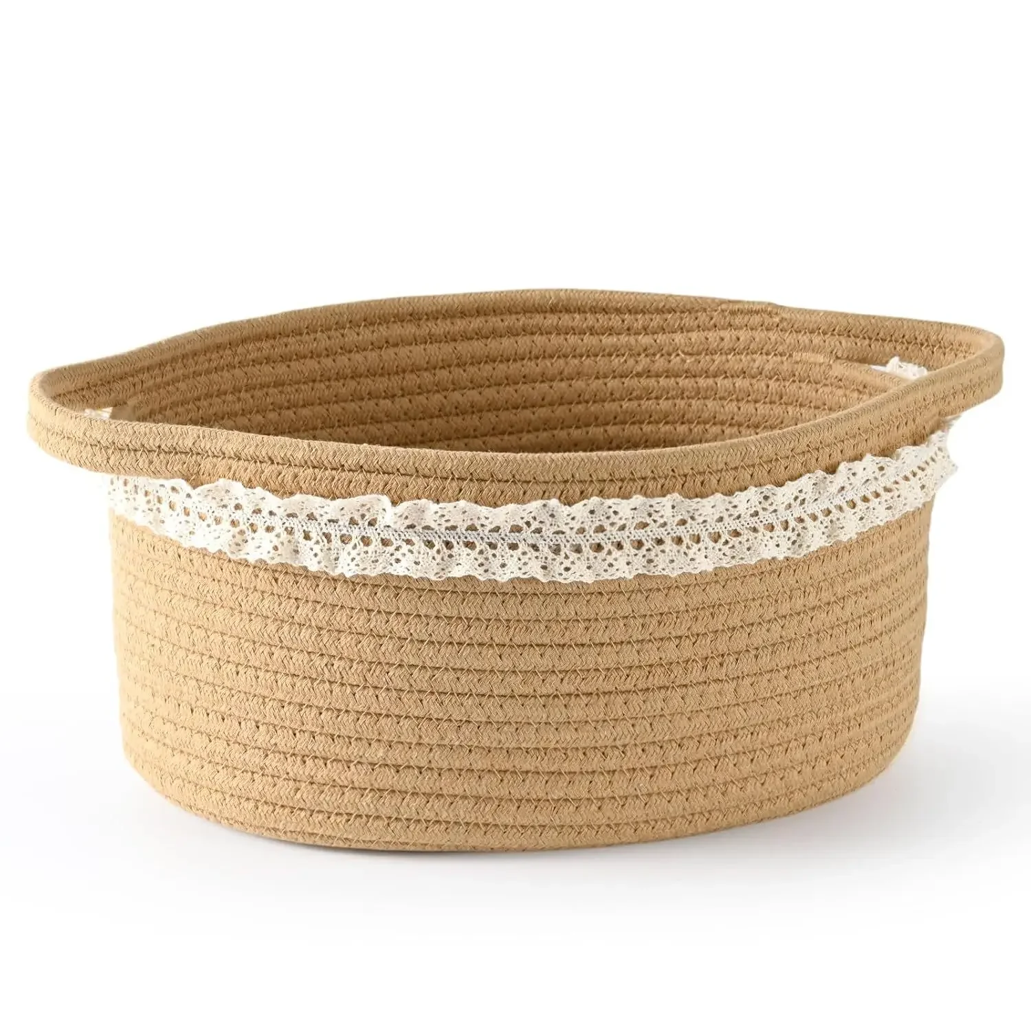 Large Rectangle Blanket Basket Woven Nursery Cotton Rope Laundry Basket for Storage, Living Room, Toy Organizer with Handle New