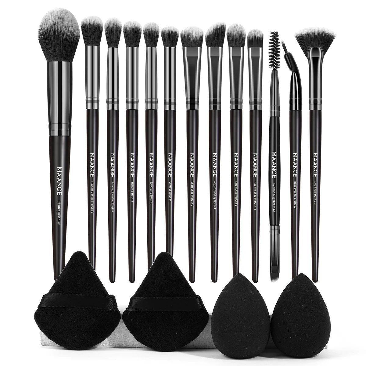 MAANGE メイクブラシ 13 個プロフェッショナルアイシャドウブラシ 4 個のパウダーパフスポンジ付き化粧品コンシーラーアイシャドウ美容用