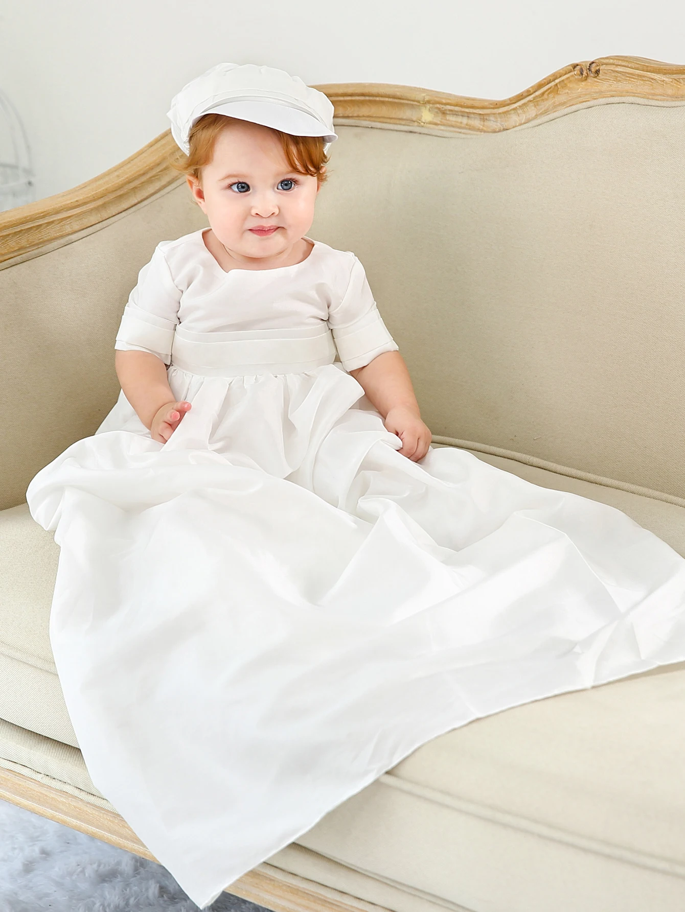 New Arrival Dress For Baby Baptism Dress Short Sleeve Satin Flower Girl Long Party Dress