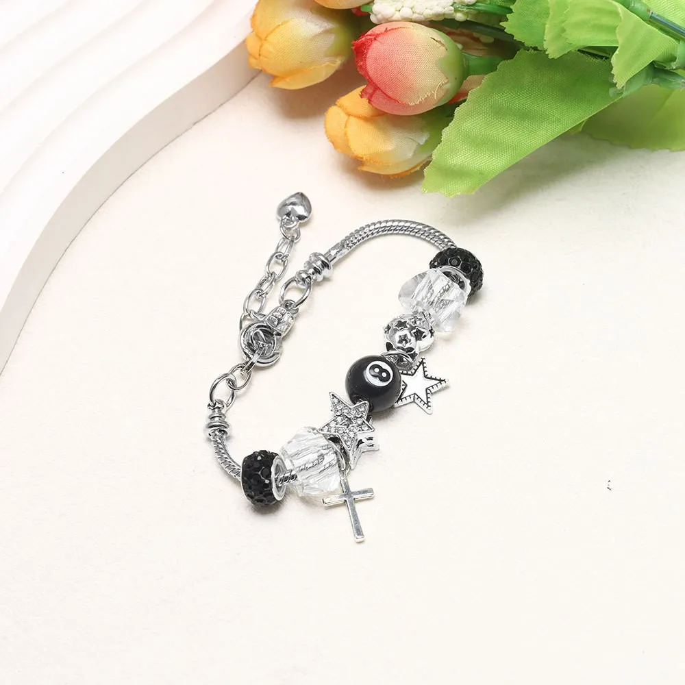 No.8 Ball Bracelet Star Charms Heart Charms Charm Bracelet Personalized Gift Star Cross Bracelet