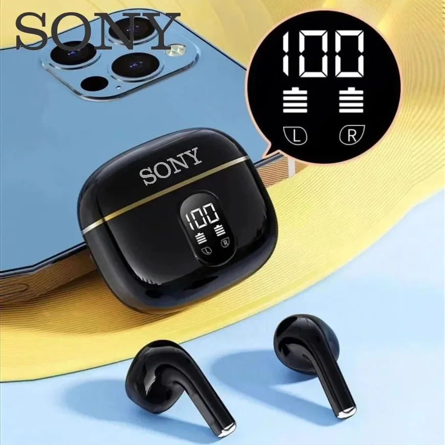 S ONY Wireless Earphone Bluetooth Headphone With Mic LED Power Display Earphones HD-Call HiFi Stereo Sound Earbuds For Air ipad