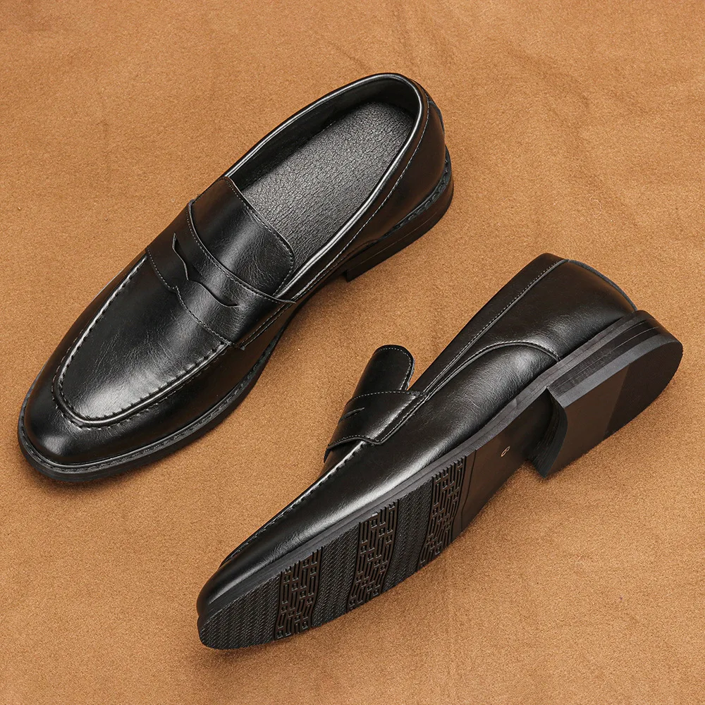 

Popular Men's Loafers Dress Leather Classic Wear-resistant Large Lazy Driving British Casual Shoes New Doudou Shoes Comfortable