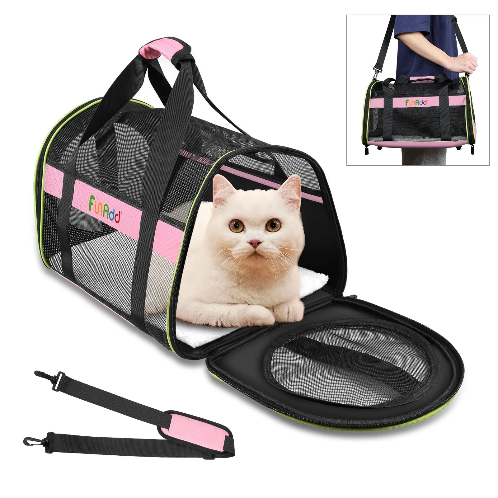 

FUNADD Pet Travel Carrier Bag Shoulder Travel Foldable Cat Tote Bag 44x28x28cm/ 17.3x11x11inch Crossbody Handbag Car Cat Bag