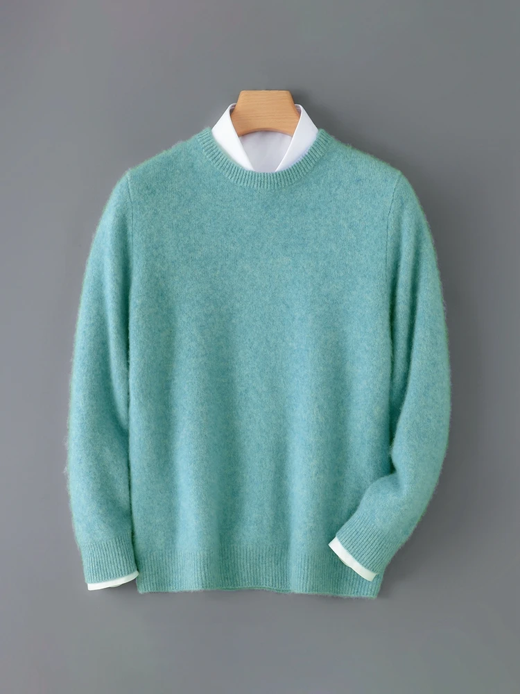 

TLOML новый мужской трикотаж из 100% мериносовой шерсти, шерстяной пуловер с круглым вырезом, свитер, осень-зима, базовый однотонный мягкий теплый кашемировый свитер, топы