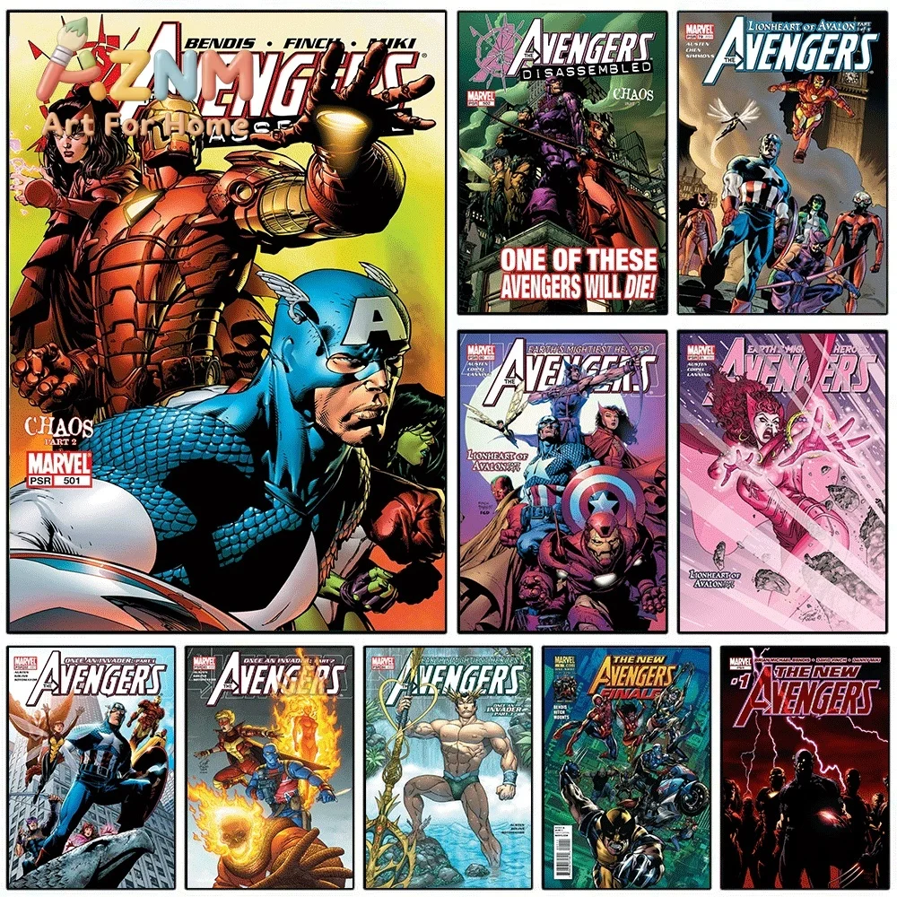 AZNM The Avengers Disassembled Chaos Comic Canvas Wall Art No Frame Superhero Print Poster For Home Bedroom Wall Decor
