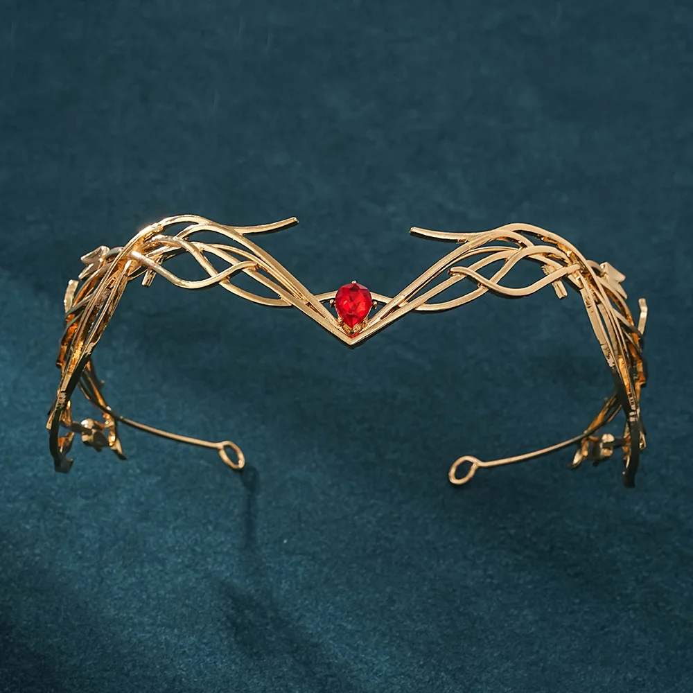 

Original cosplay new cross-border European and American goddess warrior leaf headdress alloy anime diamond headband