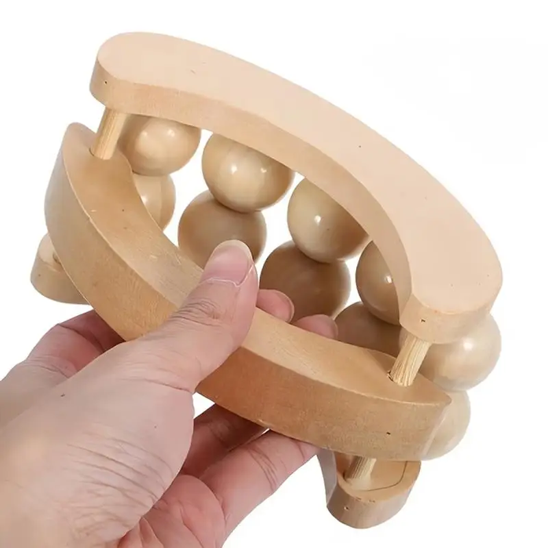 Handheld Wooden Roller Massager Ball for Full Body Stress Relief Deep Relaxation Tool for Home Office Travel Gym