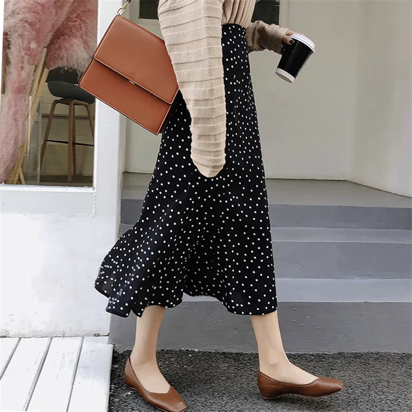 Gowyimmes 2025 Summer Women Dot Chiffon Skirt Elegant Lady High Waist A-line Mermaid Skirts Hip Pakadge Mini Bottomings PD1793