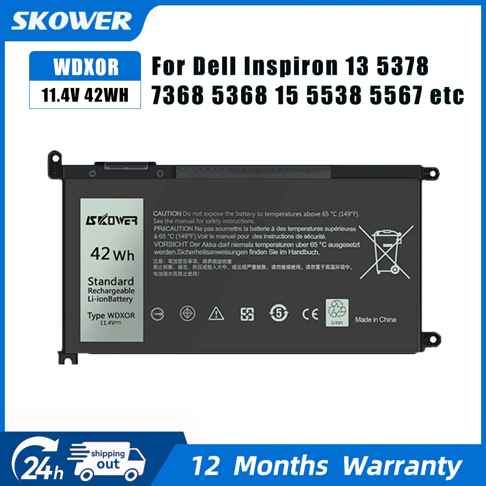 

Аккумулятор WDX0R емкостью 42 Втч для ноутбука Dell Inspiron 13 5000 5368 5378 7368 7378 14 7000 7460 15 5565 5578 7560 7569 7570 7579 17 5767
