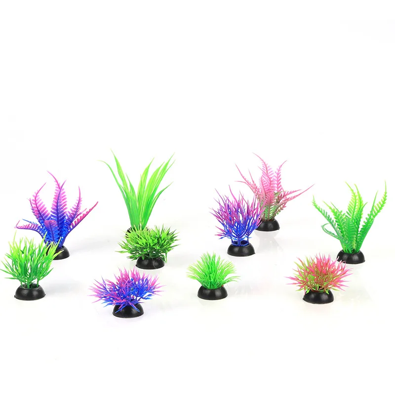 1pc PVC Artificial Grass Aquarium Decoration Water Ornament Plastic Plant Fish Tank Aquarium Decoration Accessories Multi Colors