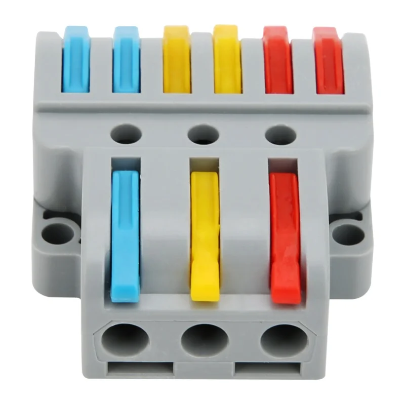 10Pcs Wire Block Clamp Terminal 3-In-6-Out Color Quick Wiring Electrical Connectors LT-633