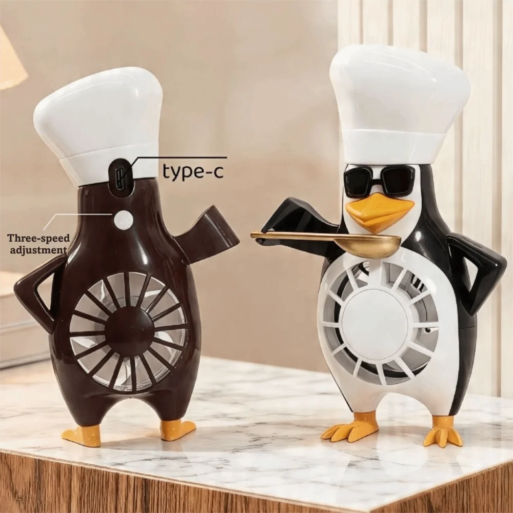 Creative Design Dancing Penguin Fan Novelty Penguin Desktop Fan Mini Size Elegant Person Mini Electric Fan for 5w/500mAh