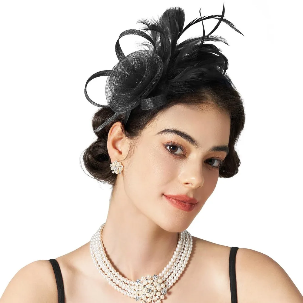 

Formal Dress Feathers Mesh Headband Retro Exquisite Fascinator Headdress Stage Performance Headpiece Luxury