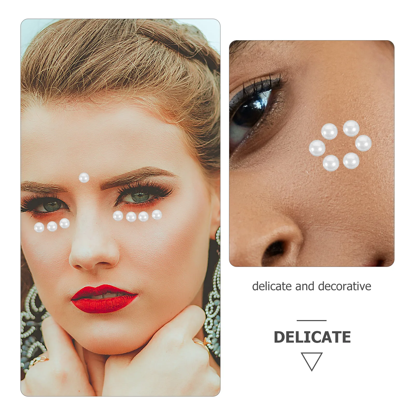

4 Sheets Pearl Face Stickers Facial Pearls Nail Decor Adhesive Stick-On Pearls Diy Crafts Party Masquerade Phone Self-Adhesive